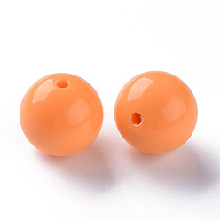 Orange Opaque Acrylic Beads, Round, Orange, 20x19mm, Hole: 3mm, about 111pcs/500g