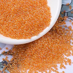 (RR253) Transparent Orange AB Миюки круглые бусины рокайль, японский бисер, 11/0, (rr 253) прозрачный оранжевый ab, 11/0, 2x1.3 мм, отверстие : 0.8 мм, Около 1111 шт / 10 г