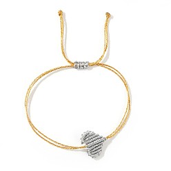 Золотистый Регулируемые плетеные полиэстеровые шнуры-браслеты для дружбы и пар, сердце, золотые, 11.02 дюйм (28 см)