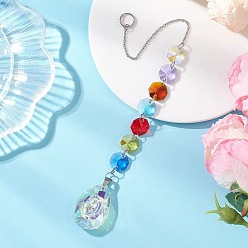 Разноцветный Восьмиугольные бусины из радужного стекла и подвесные ловцы солнца в форме капли, красочное призматическое украшение для окна, декор для дома и сада., красочный, 278 мм