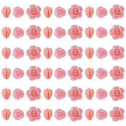 Pink 60 шт. 3 стили крашеные синтетические коралловые резные бусины, цветок, розовые, 8~12x8~12x6.5~8.5 мм, отверстие : 1~1.3 мм, 20 шт / стиль