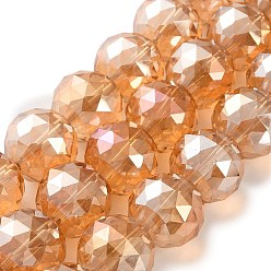 Оранжевый Прозрачные стеклянные бусины гальваническим пряди, круглые, граненые, оранжевые, 19.5x17.5 мм, отверстие : 2.3 мм, около 20 шт / нитка, 14.09 дюйм (35.8 см)