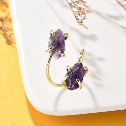 Аметист Натуральные кольца из аметистовой манжеты, кольца из латуни золотистого тона, стойки покрытие, внутренний диаметр: 20 мм