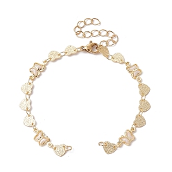 Golden Handmade Butterfly Heart Brass Link Chain Bracelet Making, with Lobster Claw Clasp, Fit for Connector Charms, Golden, 6-5/8 inch(16.8cm)