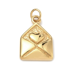 Envelope 304 подвески из нержавеющей стали, золотые, конверт с подвеской в виде сердца, 18x12.5x3 мм, Перейти кольцо: 5x0.8 мм, 3.4 мм внутренним диаметром