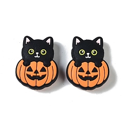 Cat Shape Силиконовые фокусные бусины на тему Хэллоуина, форма кошки, форма кошки, 30x23.5x9.5 мм, отверстие : 2 мм