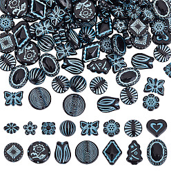 Mixed Shapes 150шт 15 стили берлинская лазурь непрозрачные акриловые бусины, разнообразные, 12~18 мм, отверстие : 1~1.8 мм, 150 шт / комплект