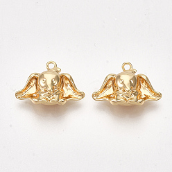 Echt 18 k vergoldet Messing Charme, Elefant, Nickel frei, echt 18 k vergoldet, 11.5x15x4 mm, Bohrung: 1.2 mm