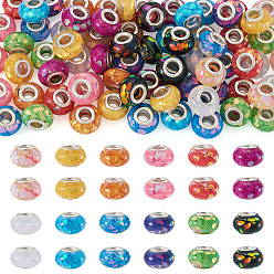 (52) Непрозрачная лаванда 72 шт. 12 цвета прозрачные бусины-рондель из смолы европейского дизайна, с пайетками и латунными сердечниками платинового тона, бусины с большим отверстием, разноцветные, 14x8.5 мм, отверстие : 5 мм, 6 шт / цвет