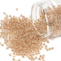 (RR234) Sparkling Metallic Gold Lined Crystal Миюки круглые бусины рокайль, японский бисер, (rr 234) сверкающий кристалл с металлическим покрытием из золота, 8/0, 3 мм, отверстие : 1 мм, Около 2111~2277 шт / 50 г