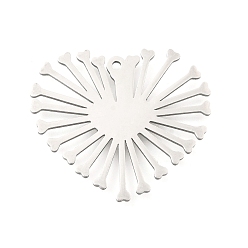 Нержавеющая Сталь Цвет 201 подвески из нержавеющей стали, лазерная резка, подвеска в виде солнечного сердца, цвет нержавеющей стали, 26x30.5x1 мм, отверстие : 1.6 мм