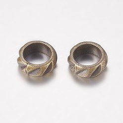 Античная Бронза Тибетский стиль сплава шарика, бусины с большим отверстием, колонка, античная бронза, 8x3.5 мм, отверстие : 6 мм