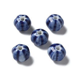 Синий Фарфоровые бусины ручной работы, рондель, синие, 12~12.5x10 мм, отверстие : 2.5 мм