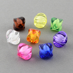 Mixed Color Transparent Acrylic Beads, Bead in Bead, Rhombus, Mixed Color, 10x12x12mm, Hole: 2mm, about 1100pcs/500g
