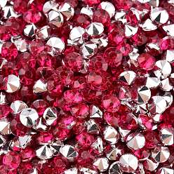 Средний Фиолетово-красный Имитация taiwan акриловый горный хрусталь указал назад кабошоны, граненые, алмаз, средне фиолетовый красный, 4x3 мм