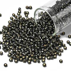 (29C) Silver Lined Dark Black Diamond Тохо 8/0 круглые бусины, японский бисер, (29 c) темно-черный бриллиант, облицованный серебром, 3 мм, отверстие : 1 мм, Около 1110 шт / 50 г