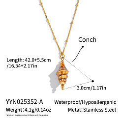 Перу Кулон в форме раковины 304 цепочка-спутник из нержавеющей стали для женщин, реальный 18 k позолоченный, Перу, 16.54 дюйм (42 см)