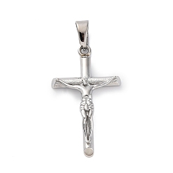 Нержавеющая Сталь Цвет 304 подвески из нержавеющей стали, крестик, цвет нержавеющей стали, 34.5x20.5x5.5 мм, отверстие : 4x7.5 мм