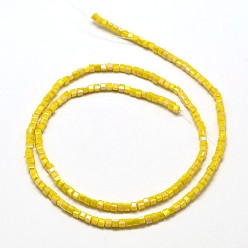 Yellow Faceted Cube Full Rainbow Plated Electroplate Glass Beads Strands, Yellow, 2.5x2.5x2.5mm, Hole: 0.8mm, about 185pcs/strand, 15.7 inch