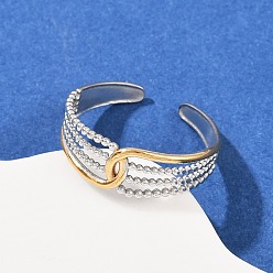 Другие 304 двухцветные манжетные кольца из нержавеющей стали, ионное покрытие (ip), золотые и нержавеющая сталь цвет, 7 мм, внутренний диаметр: регулируемый