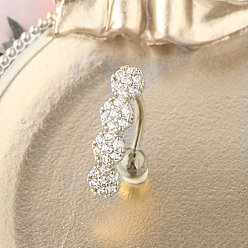 Нержавеющая Сталь Цвет 304 Кольца для пупка из нержавеющей стали с кристаллами и стразами, плоские и круглые, сверху вниз, цвет нержавеющей стали, 10 мм, штифты : 1.6 мм