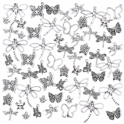 Античное Серебро 60 шт 12 стили подвески из сплава в тибетском стиле, разнообразные, античное серебро, 10~28.5x10~30x1~3 мм, отверстие : 1.2~2.5 мм, 5 шт / стиль