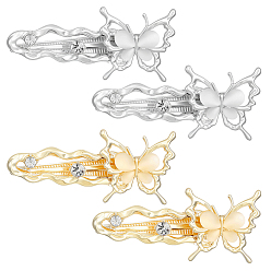 (52) Непрозрачная лаванда 4 шт. 2 цветные заколки для волос из сплава кожи аллигатора, бабочка, с кошачьим глазом и стразами для женщин, разноцветные, 60.5x26x15 мм, 2 шт / цвет