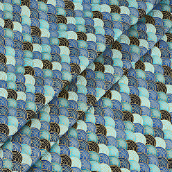 Cornflower Blue Cotton Mermaid Printed Fish Scale Fabric, Clothing Accessories, Cornflower Blue, 1500x0.4mm, 1m/pc