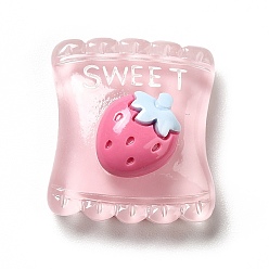 Pink Прозрачные смолы кабошоны, конфеты с клубникой, розовые, 18.5x16x9 мм