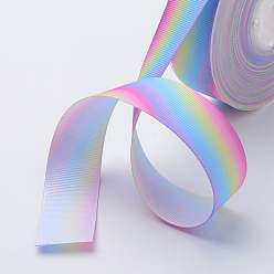 Colorful Polyester Grosgrain Ribbons, Printed, Colorful, 1 inch(25mm), about 100yards/roll(91.4m/roll)