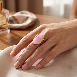 Pink 304 Кольца-манжеты из нержавеющей стали с полимерными вставками для женщин, реальный 18 k позолоченный, ионное покрытие (ip), розовые, 36.8 мм, внутренний диаметр: 18 мм
