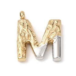 Letter M 304 подвески из нержавеющей стали, письмена, ионное покрытие (ip), Буква М, 21x17.5x4.5 мм, отверстие : 2.5 мм