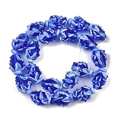 Королевский синий Ручной работы ухабистым Шарики Lampwork, цветок, королевский синий, 18x13.5x13 мм, отверстие : 2 мм