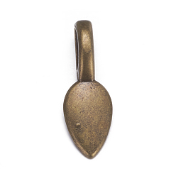 Antique Bronze Tibetan Style Alloy Glue-on Flat Pad Bails, Leaf, Cadmium Free & Nickel Free & Lead Free, Antique Bronze, 21x8x6mm, Hole: 4mm