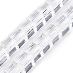 Прозрачный Прозрачные стеклянные бусины, кубические, прозрачные, 6.5~11x9~11x9~11 мм, отверстие : 1.4~1.6 мм, около 37 шт / нитка, 14.96 дюйм (38 см)