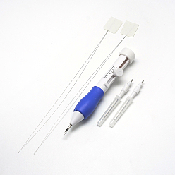 Blue Plastic with Iron DIY Embroidery Magic Pen Set, Clothing Punch Needle Sewing Accessories, Blue, 61~205mm, Pin: 1~2mm, hole: 0.8~1mm, 5pcs/box.
