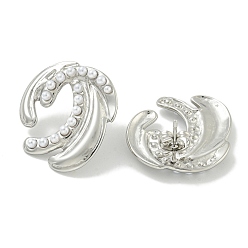 Нержавеющая Сталь Цвет 304 серьги-гвоздики из нержавеющей стали и АБС-пластика с жемчугом, полированный, водяная пыль, цвет нержавеющей стали, 24x23 мм