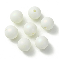 Белый УФ-покрытие радужными переливающимися акриловыми бусинами, круглые, белые, 16 мм, отверстие : 2.5 мм