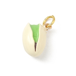 Другие Латунь эмаль подвески, фруктовые прелести, стойки покрытие, долговечный, с целью перехода в кольце, золотые, фисташковый, 14x11.5x8.5 мм