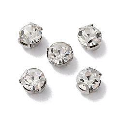 Прозрачный Круглый пришить стразами, многожильных ссылки, стекло горный хрусталь, с настройками зубцов из нержавеющей стали, аксессуары для одежды, граненые, прозрачные, 5x4 мм, отверстие : 0.9 мм