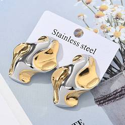 Rhombus 304 серьги-гвоздики из нержавеющей стали, ромб, 36x26.5 мм