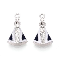 Платина Подвески из сплава берлинской лазури с эмалью, очарование Богоматери Апаресиды, платина, 18.5x10x3 мм, отверстие : 1.4~1.5 мм