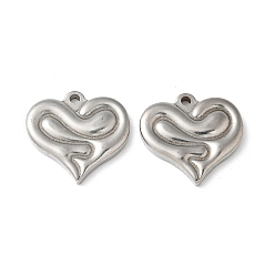 Нержавеющая Сталь Цвет 304 подвески из нержавеющей стали, сердце прелести, цвет нержавеющей стали, 19.5x20.5x3 мм, отверстие : 1.8 мм