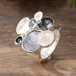 Гейнсборо Кольца из цинкового сплава и эмали для женщин, цветок, платина, светло-серые, внутренний диаметр: 17 мм