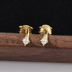 Золотой 925 серьги-гвоздики из стерлингового серебра с прозрачным кубическим цирконием, крестик, золотые, 6x3 мм