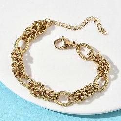 Золотой 304 женские браслеты-цепочки со звеньями из нержавеющей стали, овальные, ионное покрытие (ip), долговечный, золотые, 6.69 дюйм (17 см)