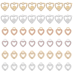 (52) Непрозрачная лаванда 48шт 6 стильные стразы-подвески, с реечными выводами из сплава, без никеля , сердце прелести, платиной и золотом, 13~14x11~14x1.5~2.5 мм, отверстие : 1.5~3.5 мм, 8 шт / стиль