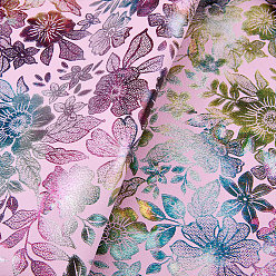 Бледно-Розовый ПВХ кожаная ткань, товары для рукоделия, цветочным узором, розовый жемчуг, 330x198x0.7 мм