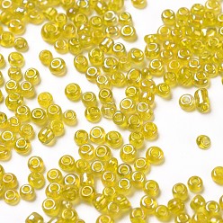 Yellow Round Glass Seed Beads, Transparent Colours Rainbow, Round, Yellow, 2mm