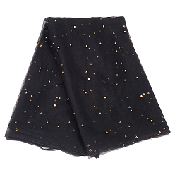 Черный Нейлоновая сетчатая ткань из тюля, пластиковая ткань с имитацией жемчуга и бисером, короткая юбка для свадебного платья с фатой своими руками, чёрные, 274.3x15 см